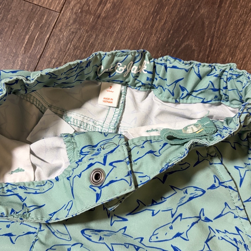 Kids Swim Trunks with Shark Print - Blue - Picture 4 of 6